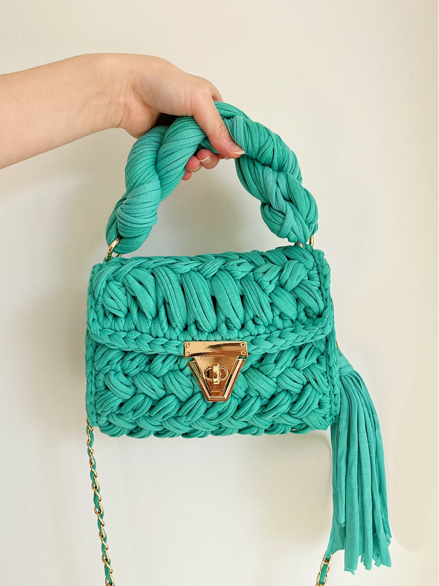 Hand woven bag crochet bag shoulder bag women&