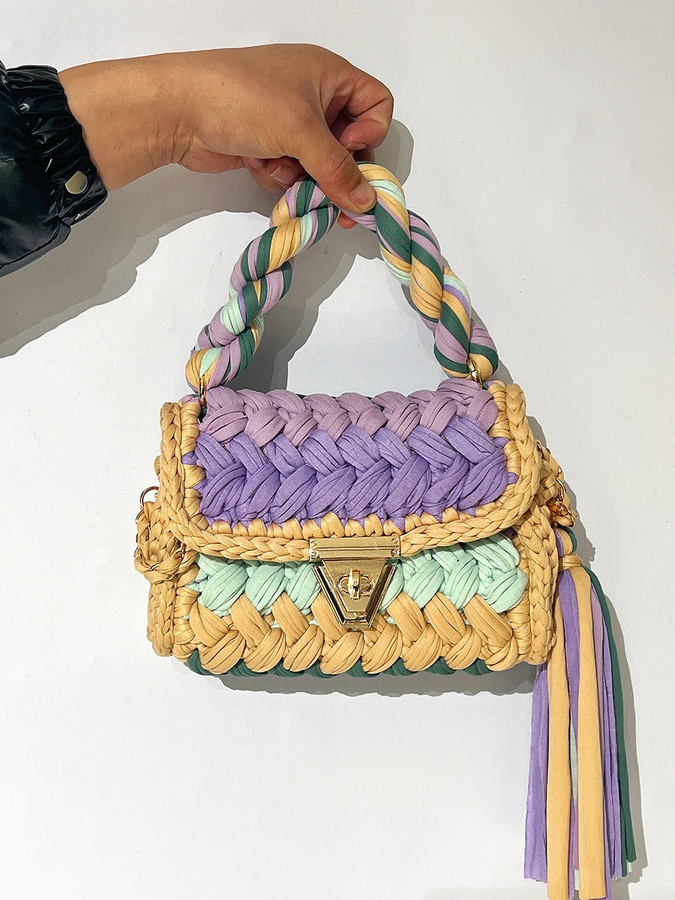 Hand woven bag crochet bag shoulder bag women&