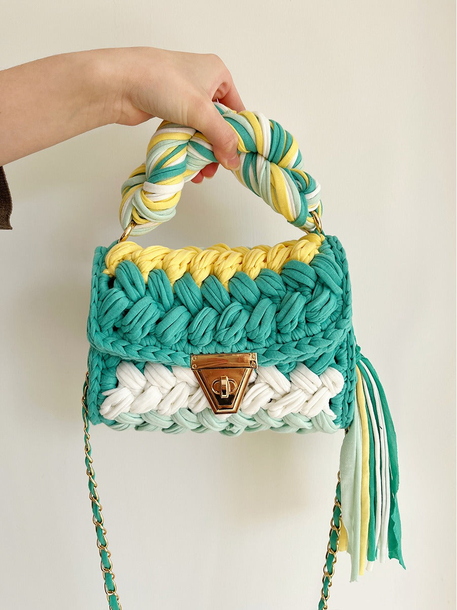 Hand woven bag crochet bag shoulder bag women&