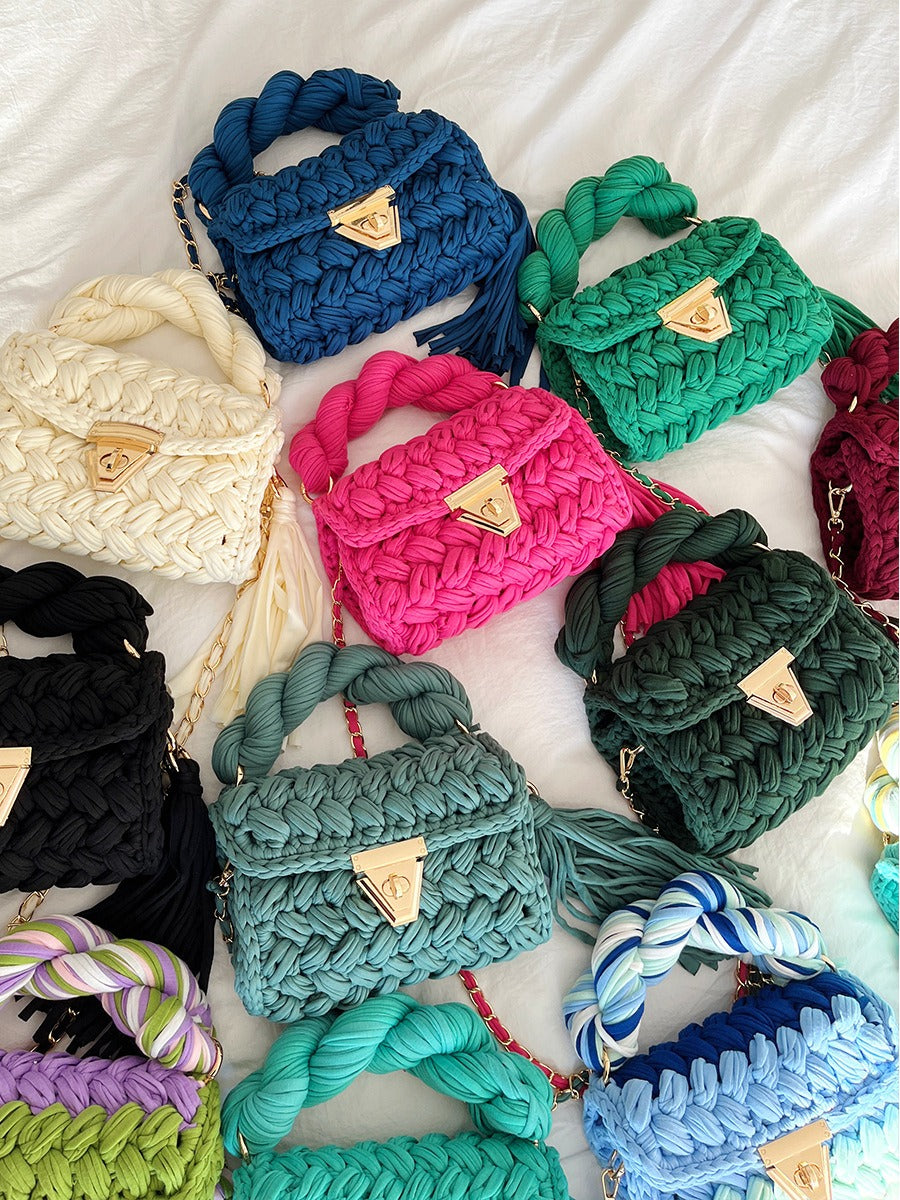 Hand woven bag crochet bag shoulder bag women&