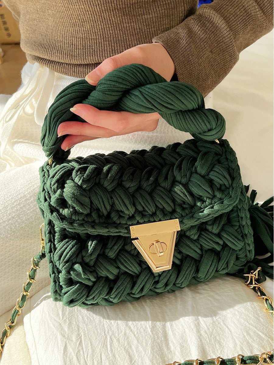 Hand woven bag crochet bag shoulder bag women&