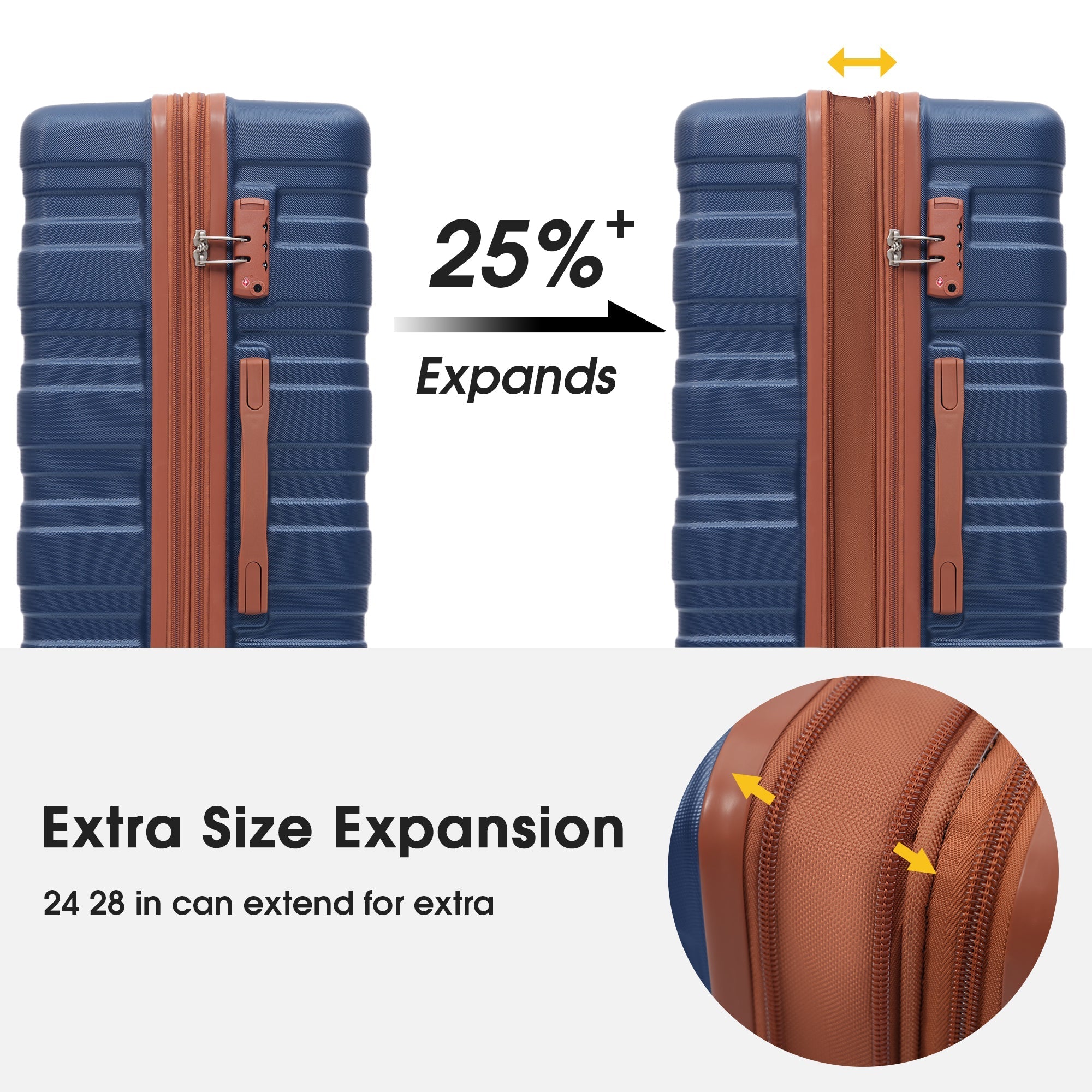 Hardshell Luggage Sets 3 Pcs Spinner Suitcase with TSA Lock Lightweight 20&