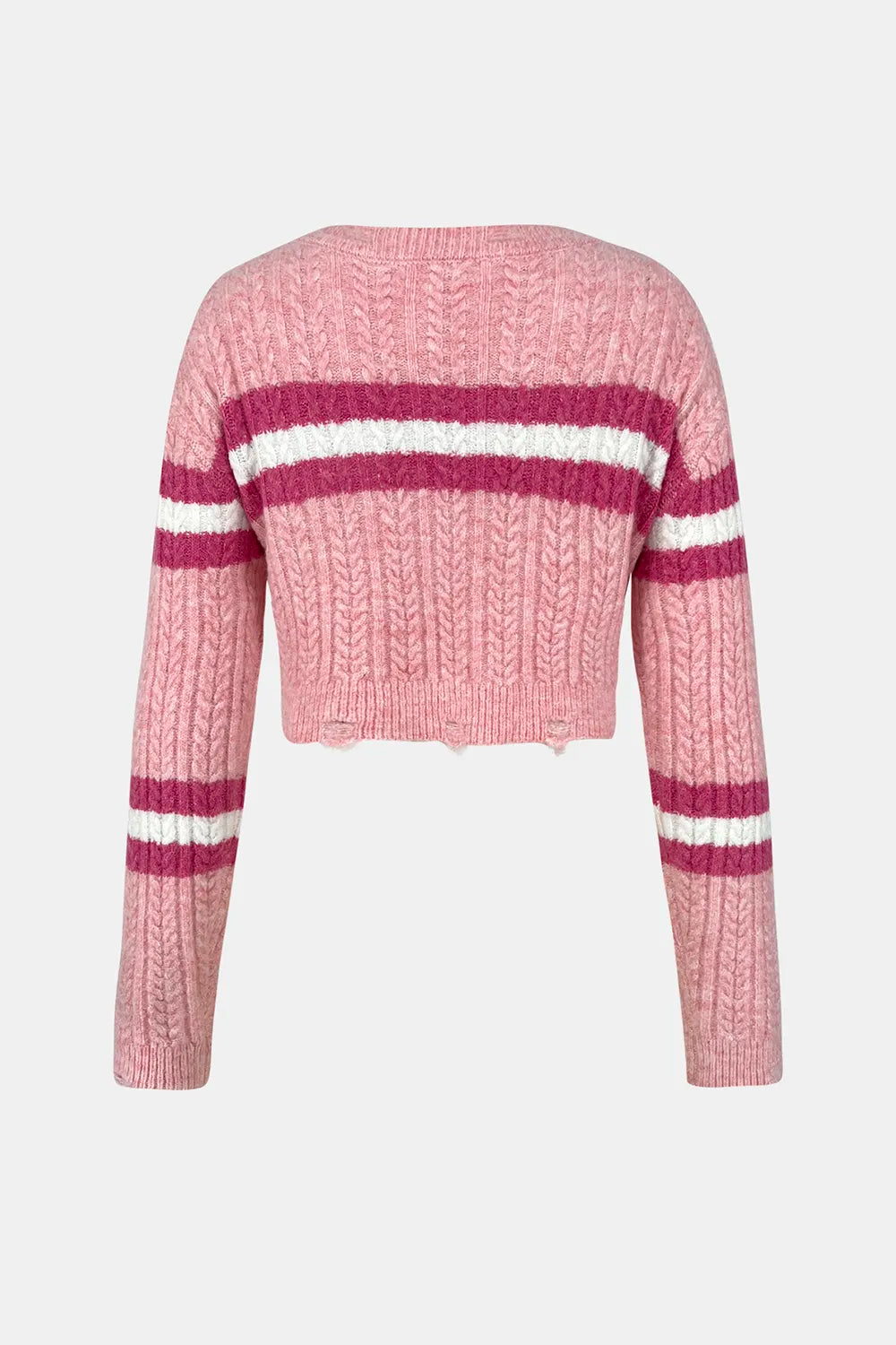 Hooded sweater base knit sweater short top contrasting color striped women
