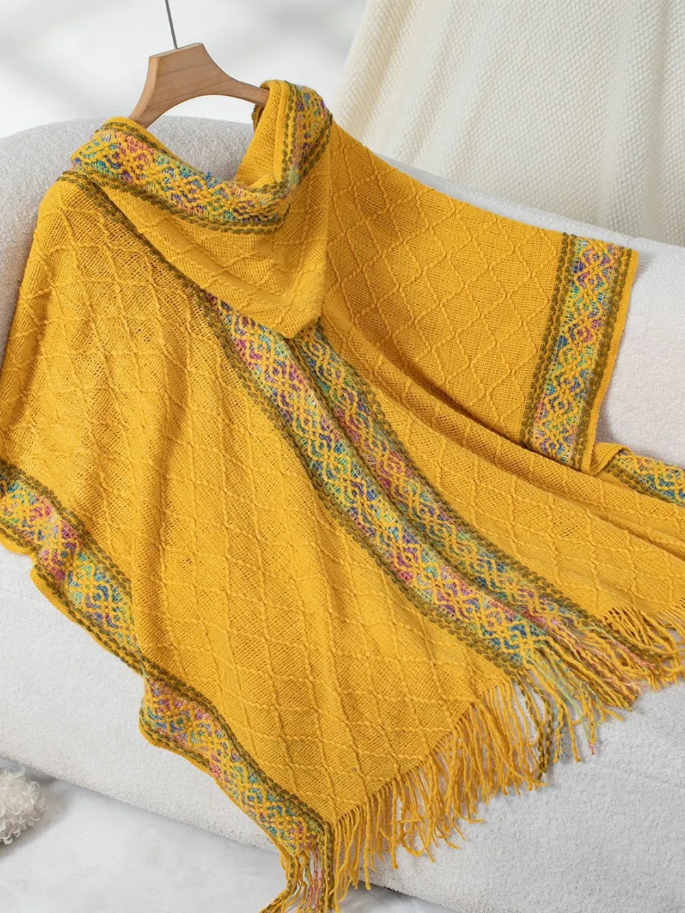 Hooded tassel cloak sweater shawl women&