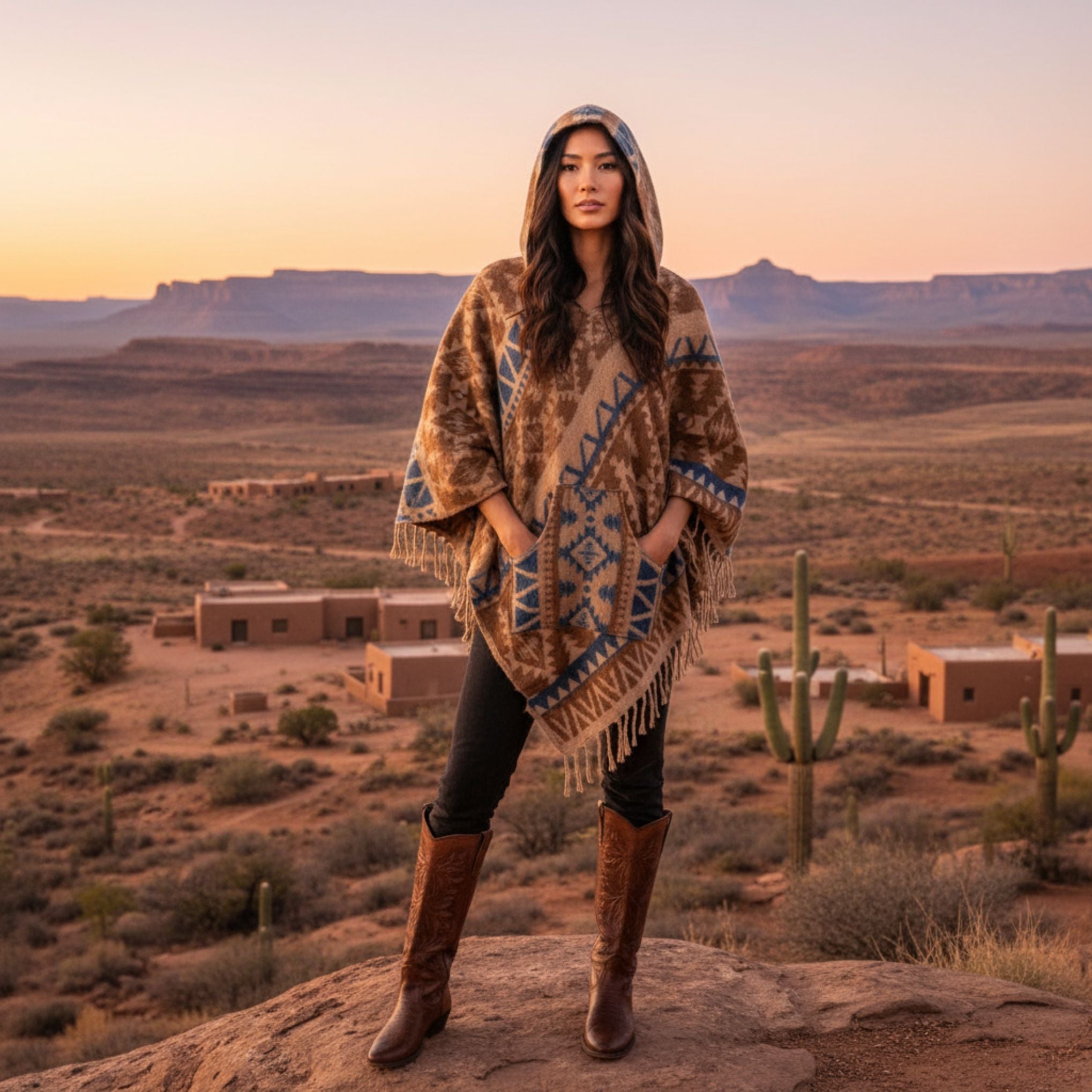 Nanda Hooded Poncho