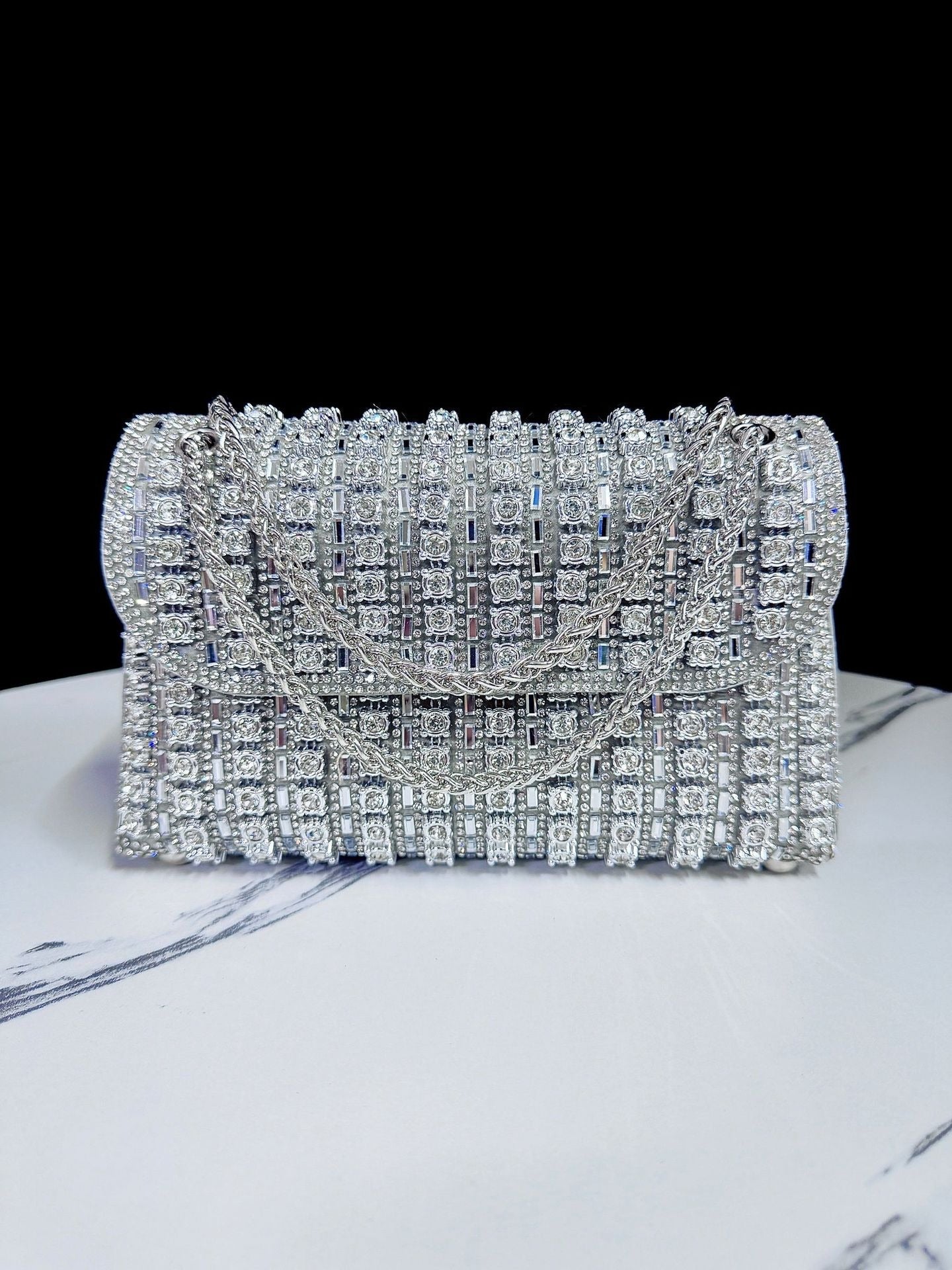 New Evening Dress, socialite, rhinestone handbag, diamond studded chain cheongsam bag, crossbody, banquet bag, women&