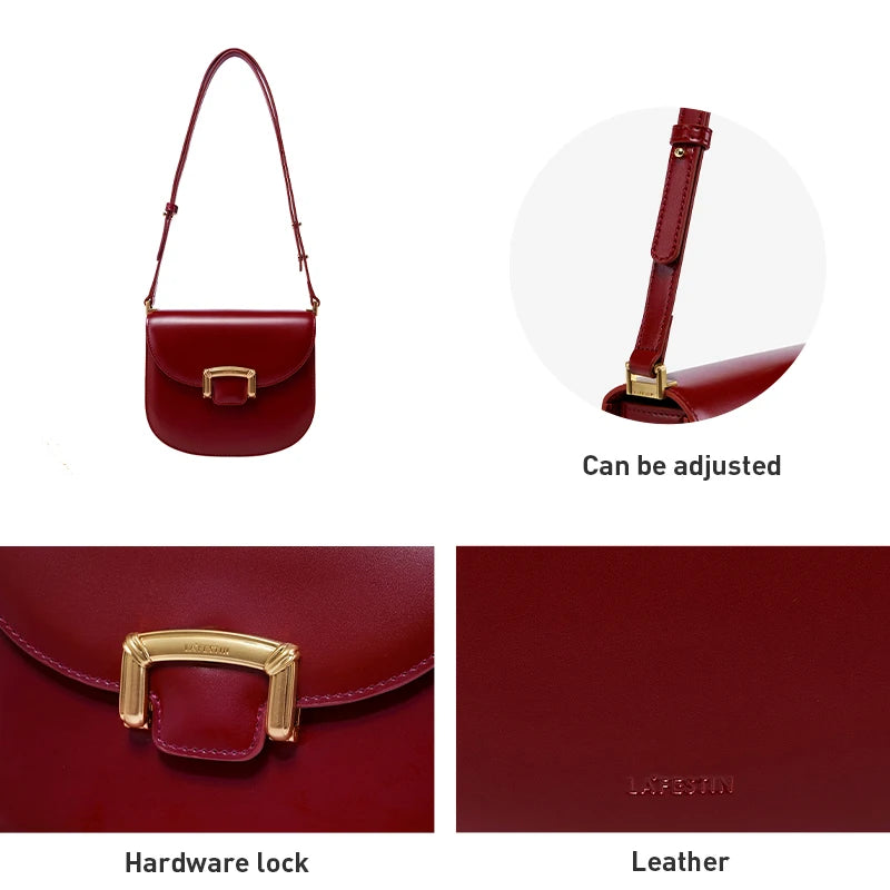 Original Women Bag New Trendy High-end Wedding Bag Shoulder Bag Commuting Handbag Retro Style Saddle Bag