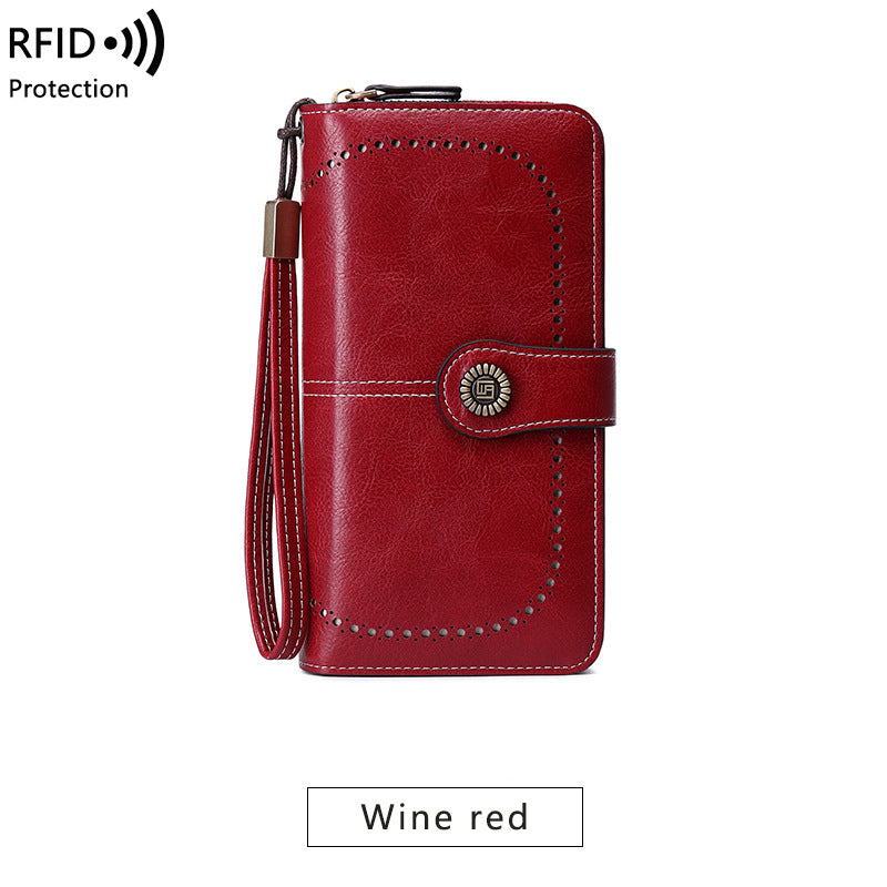 RFID Antimagnetic Wallet Long Zipper Women&