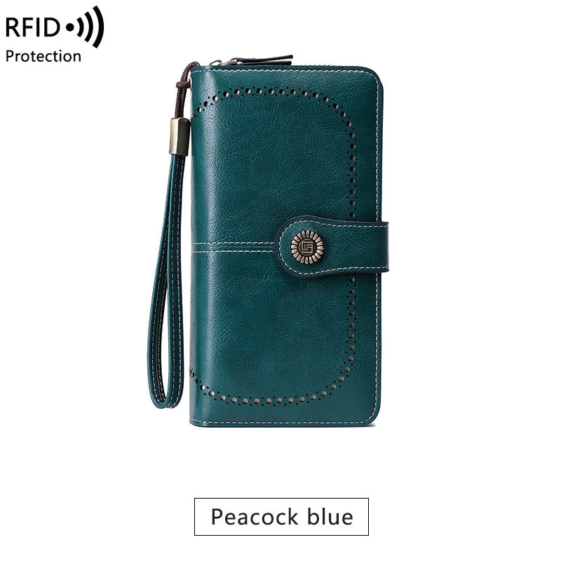RFID Antimagnetic Wallet Long Zipper Women&