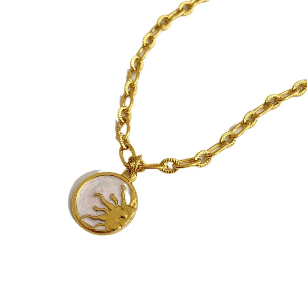 Titanium Steel Sun &amp; Moon Necklace