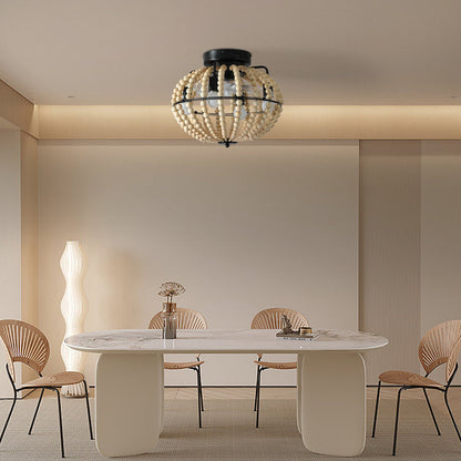 Beaded Wood Chandelier Fan