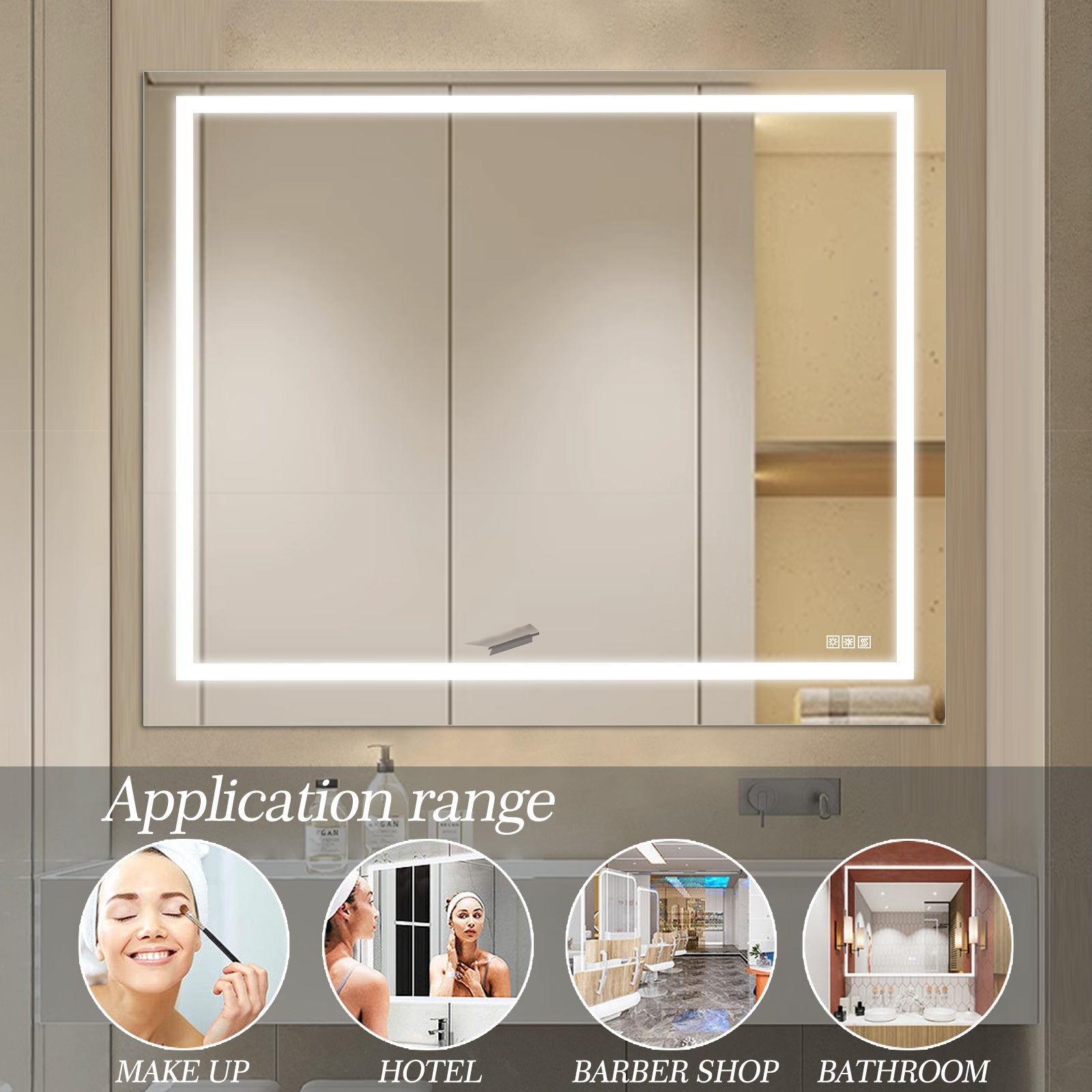 LED Bathroom Mirror 48x 36 Inch with lights, anti-Fog &amp; Dimming Led Bathroom Vanity Mirror
