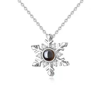 100 Languages I Love You Projection Snowflake Pendant Necklace Valentine&