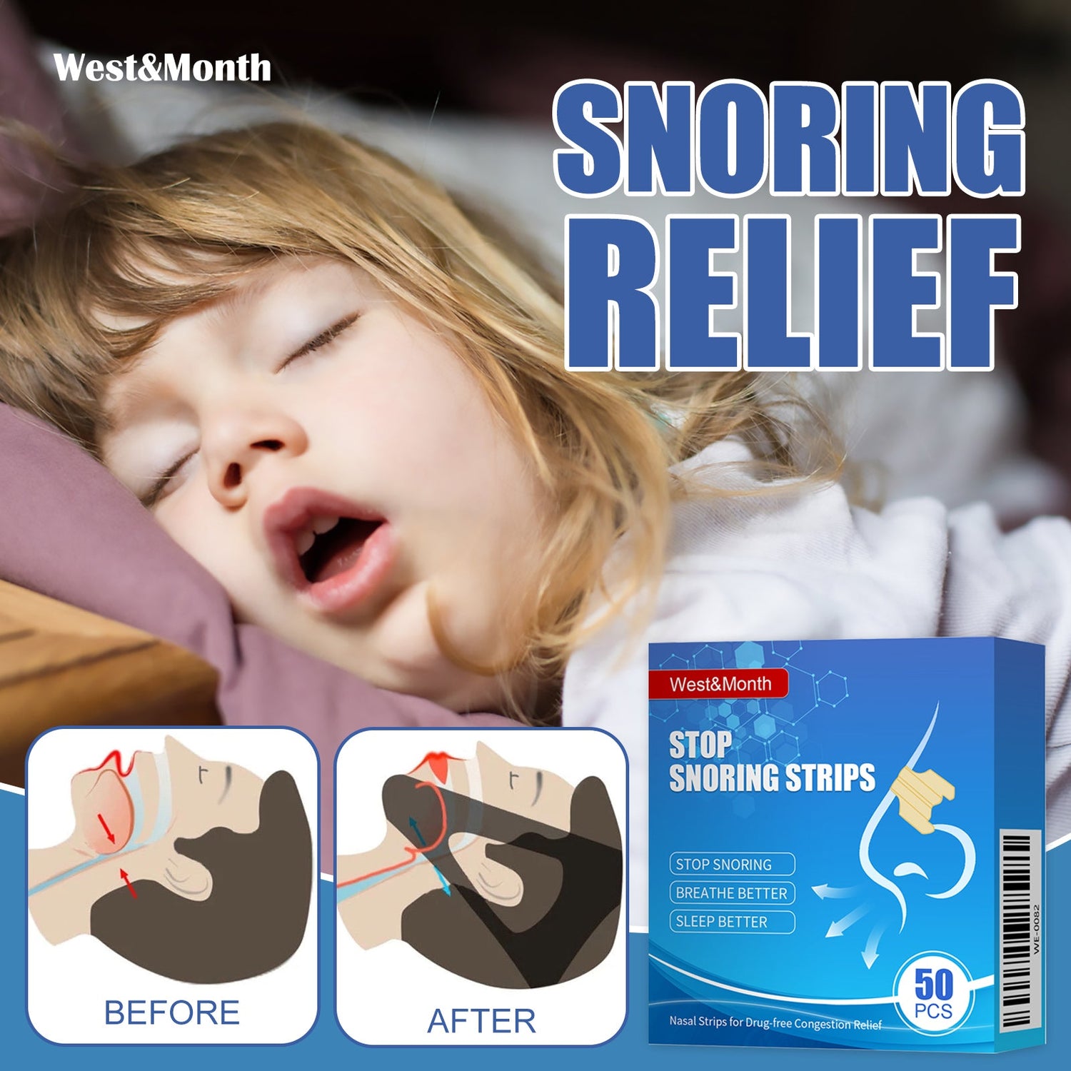 Stop Snoring Strips, Anti-snoring Dredging Respiratory Tract Anti-snoring Stop Patch Care
