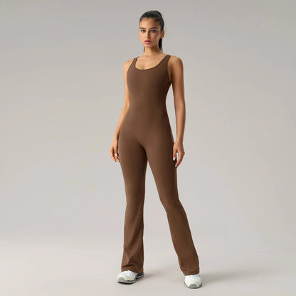 Horn yoga jumpsuit beautiful back elastic body shaping fitness suit tight fitting vest sportswear for women