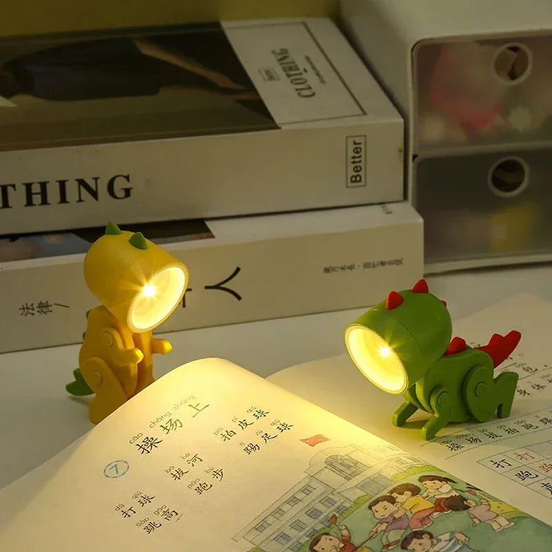 Mini Dinosaur Night Light Battery Magnetic Folding Nights Lamp Bedroom Bedside Table Ornaments Children&