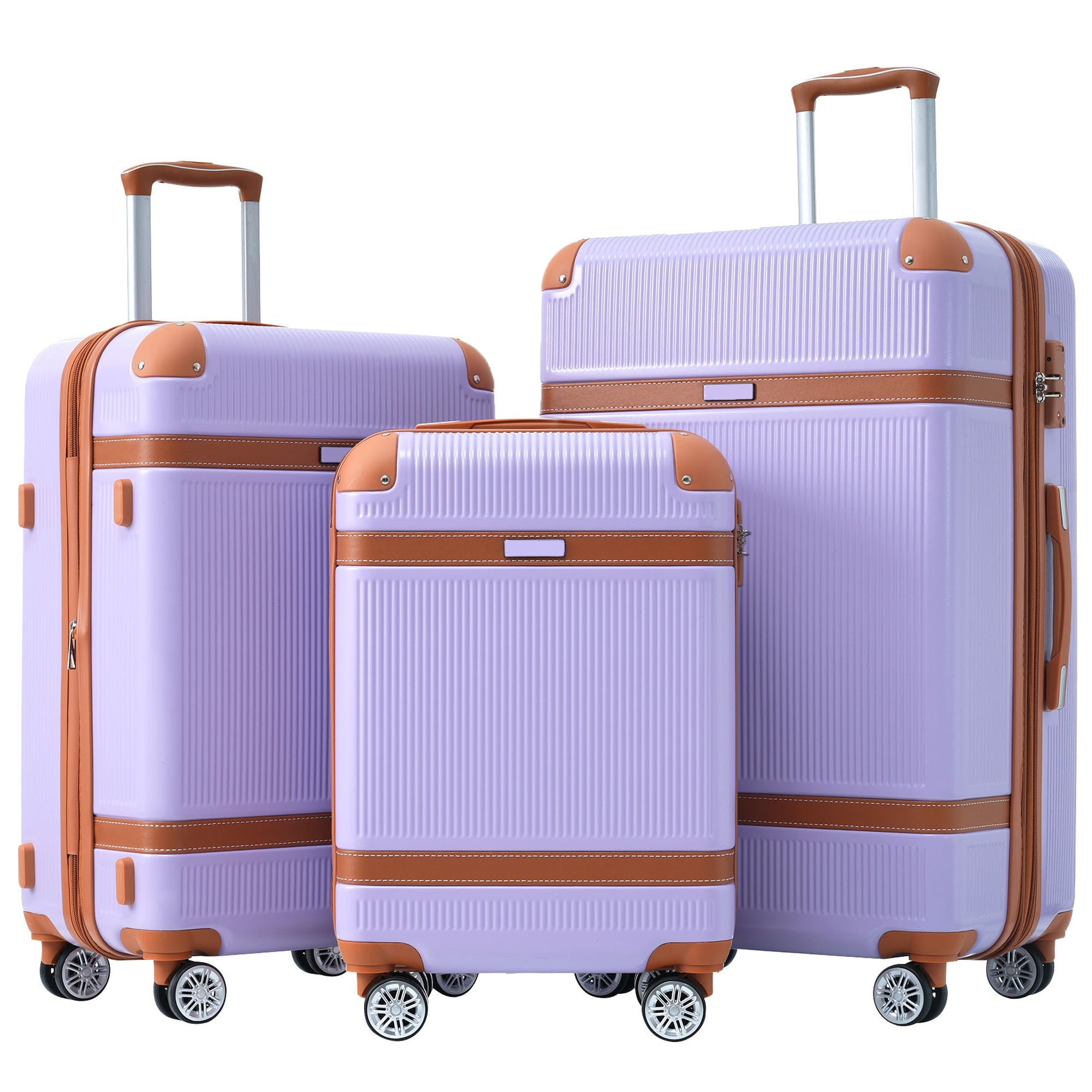 Hardshell Luggage Sets 3 Piece double spinner 8 wheels Suitcase with TSA Lock Lightweight 20&