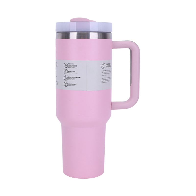 40 oz Insulated Tumbler with Straw, Handle &amp; Lid – Stainless Steel, Hot &amp; Cold Drinks, Fits Car Cup Holders
