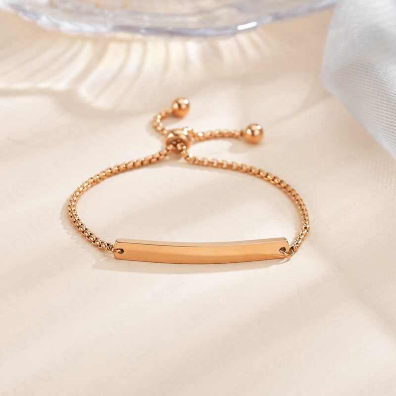 Stainless steel personalized engraved three color curved bracelet simple and personalized women&