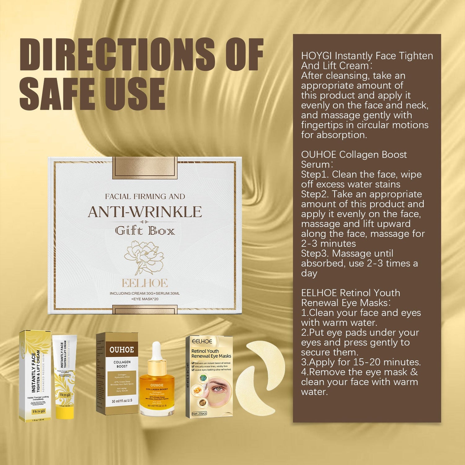Facial Skin Care Gift Box, Moisturizing And Moisturizing Face And Eye Skin Rejuvenation Care And Lotion Set