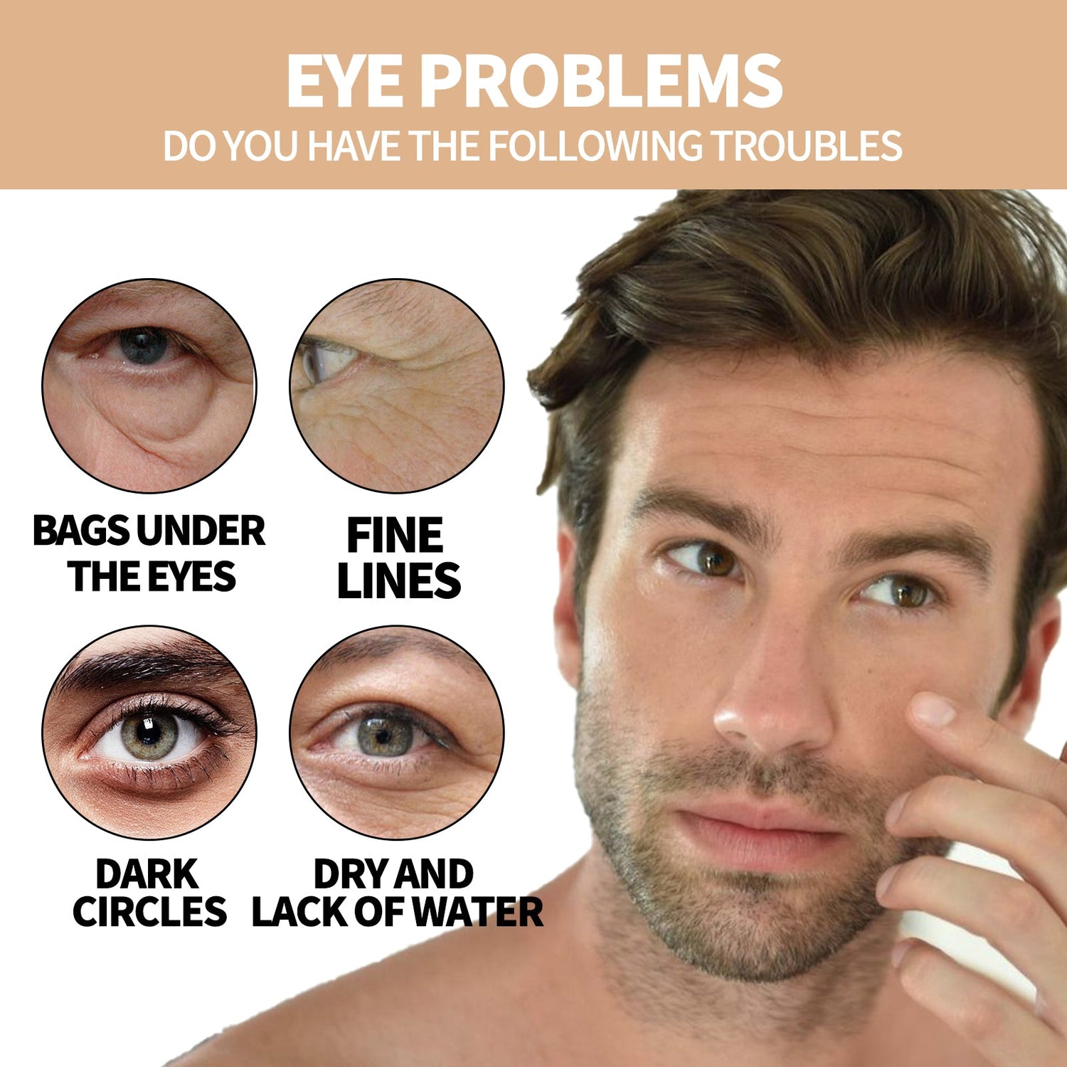 Hydrating Eye Roller For Men, Firming Lift Reduces Fine Lines, Dark Circles And Bags Under The Eyes