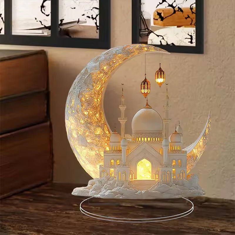 2025 Ramadan 2D Acrylic Moon - Castle Ornament. Eid Al - fitr Decoration, Muslim Home &amp; Party Gift.
