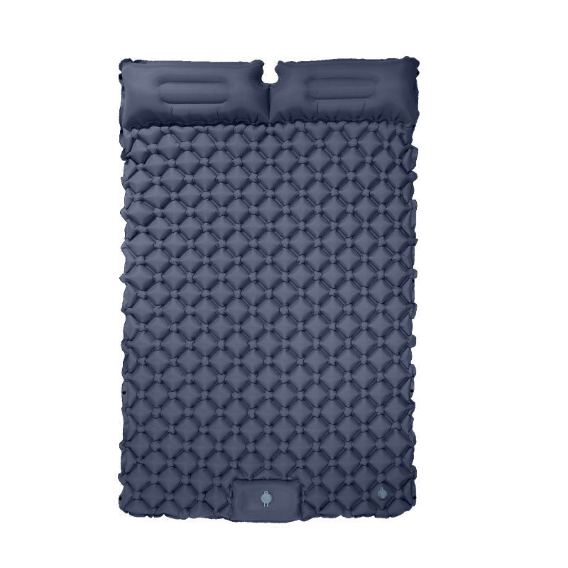 Outdoor double inflatable sleeping pad – with built-in pillow &amp; pump, for camping, backpacking, hiking.