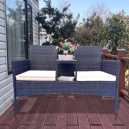 Wicker Patio Conversation Furniture Set Outdoor Furniture Set with Removable Cushions &amp; Table