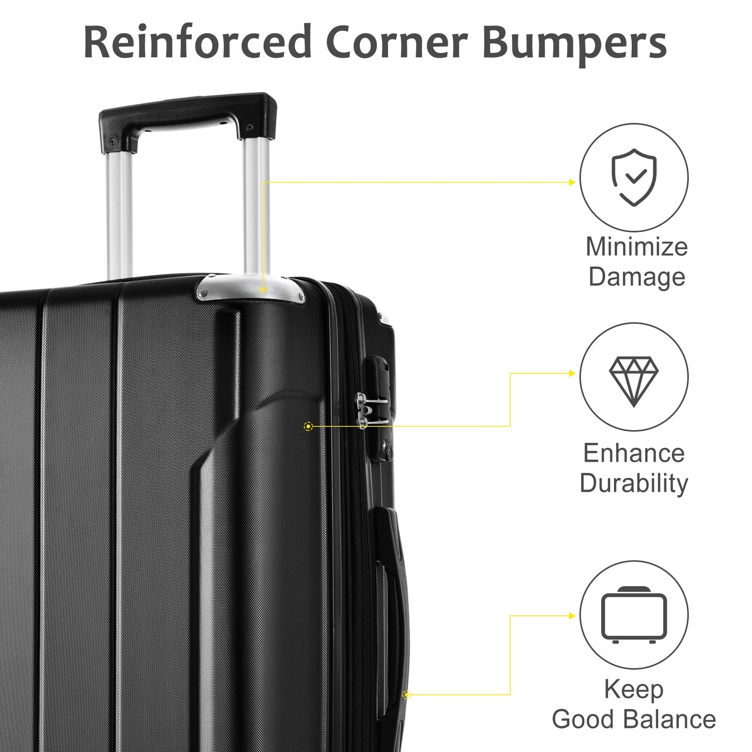 Hardshell Luggage Sets 3 Pcs Spinner Suitcase with TSA Lock Lightweight 20&