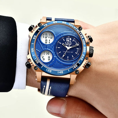 Lige Business Electronic Watch Dual Display Multi Function Low Cost Watch Men&