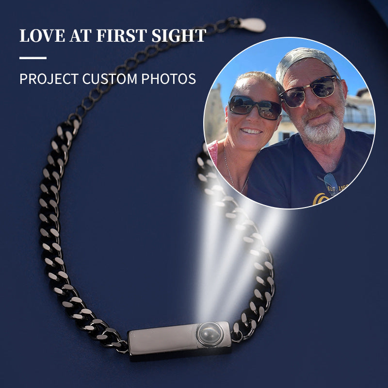 Couple bracelet with 100 different voices I love you engraved high-definition color photo projection bracelet