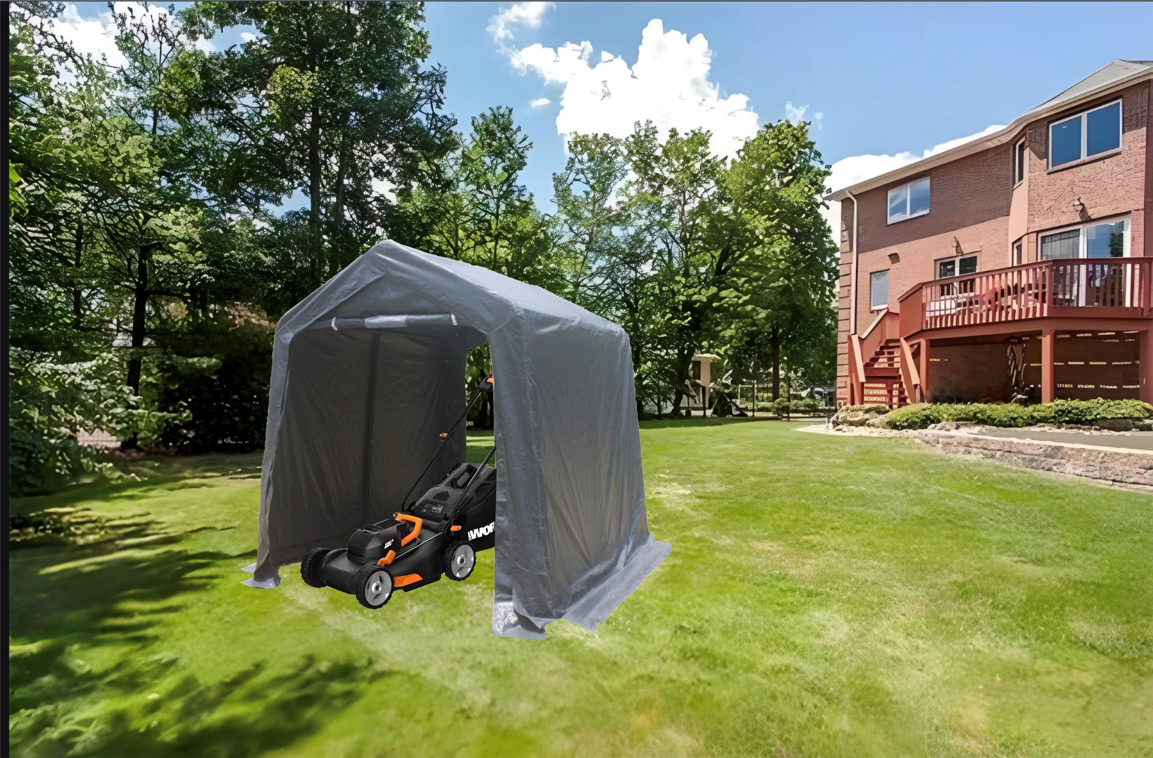 7x8 ft Outdoor Portable Gazebo Storage Shelter Shed with 2 Roll up Zipper Doors &amp; Vents Carport