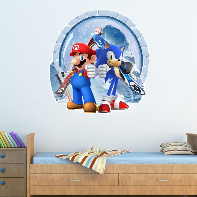 Sonic Mario cartoon stickers self-adhesive wholesale creative decoration graffiti wall stickers posters for children&