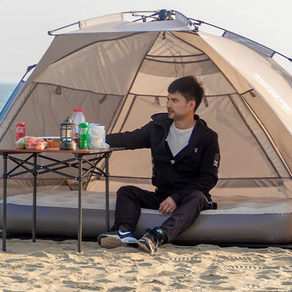 Outdoor 3-4 person one-touch quick-set tent, suitable for beach, fishing, family trips, picnics, parks, UV-resistant with sunsha