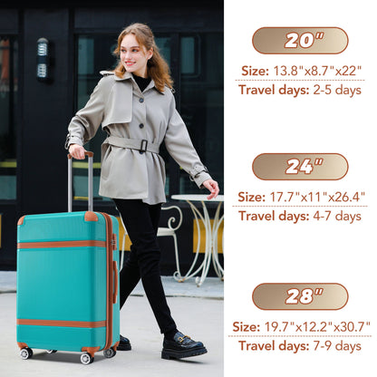 Hardshell Luggage Sets 3 Piece double spinner 8 wheels Suitcase with TSA Lock Lightweight 20&