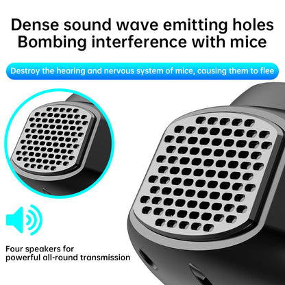 4-in-1 ultrasonic rodent repellent, 360° electronic rat repellent, repels indoor flies, cockroaches &amp; mosquitoes.