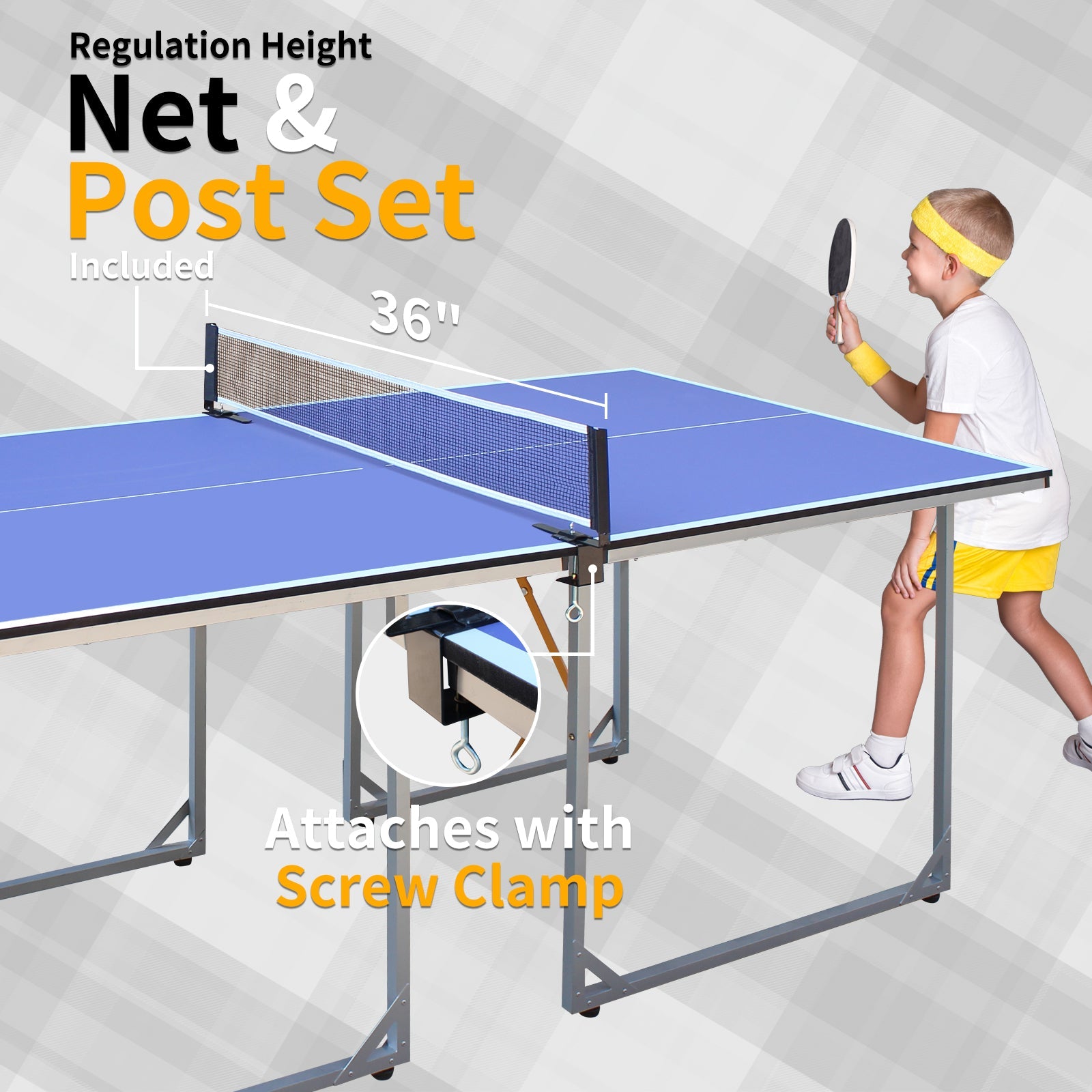 6ft Mid-Size Table Tennis Table Foldable &amp; Portable Ping Pong Table Set for Indoor &amp; Outdoor Games with Net