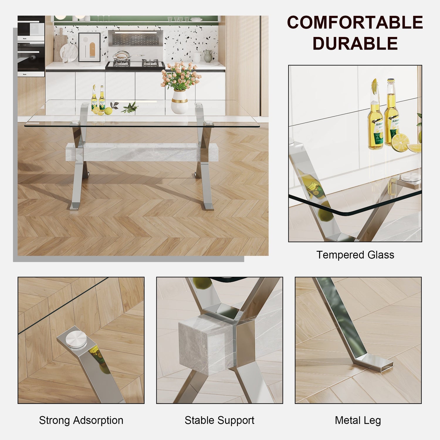 Dining table Modern tempered glass dining table 79 &