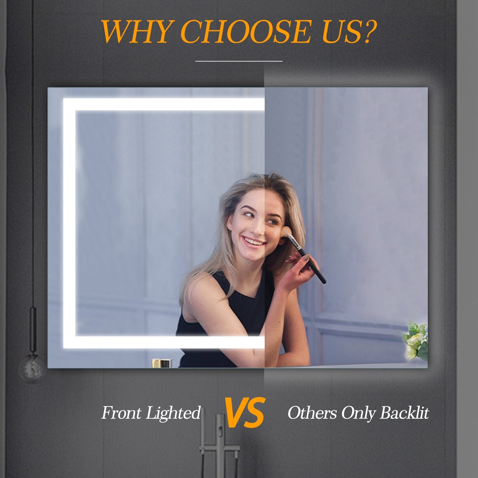 LED Bathroom Mirror 48x 36 Inch with lights, anti-Fog &amp; Dimming Led Bathroom Vanity Mirror