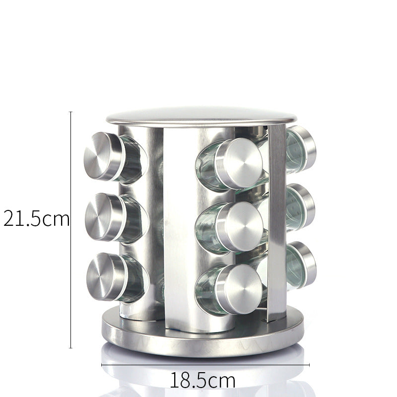 Kitchen articles rotating seasoning rack domestic rotating seasoning tank stainless iron spices seasoning box set