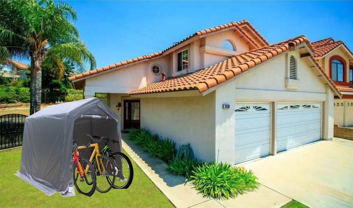 7x8 ft Outdoor Portable Gazebo Storage Shelter Shed with 2 Roll up Zipper Doors &amp; Vents Carport
