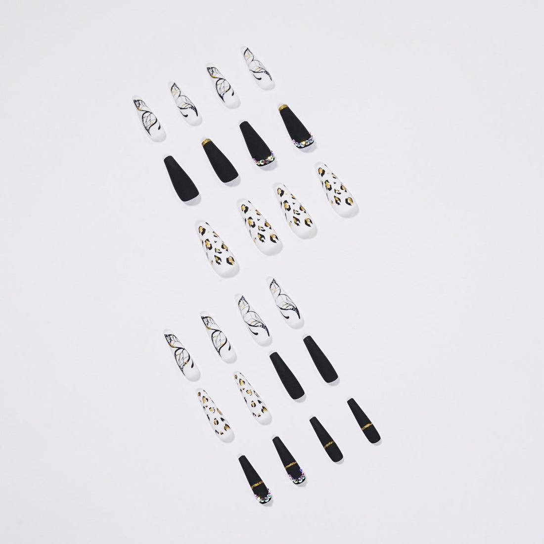 Butterfly Wearing Leopard-Print Nail Piece Scrub Manicure Wearing Nail Patch With Drill Nail Patch