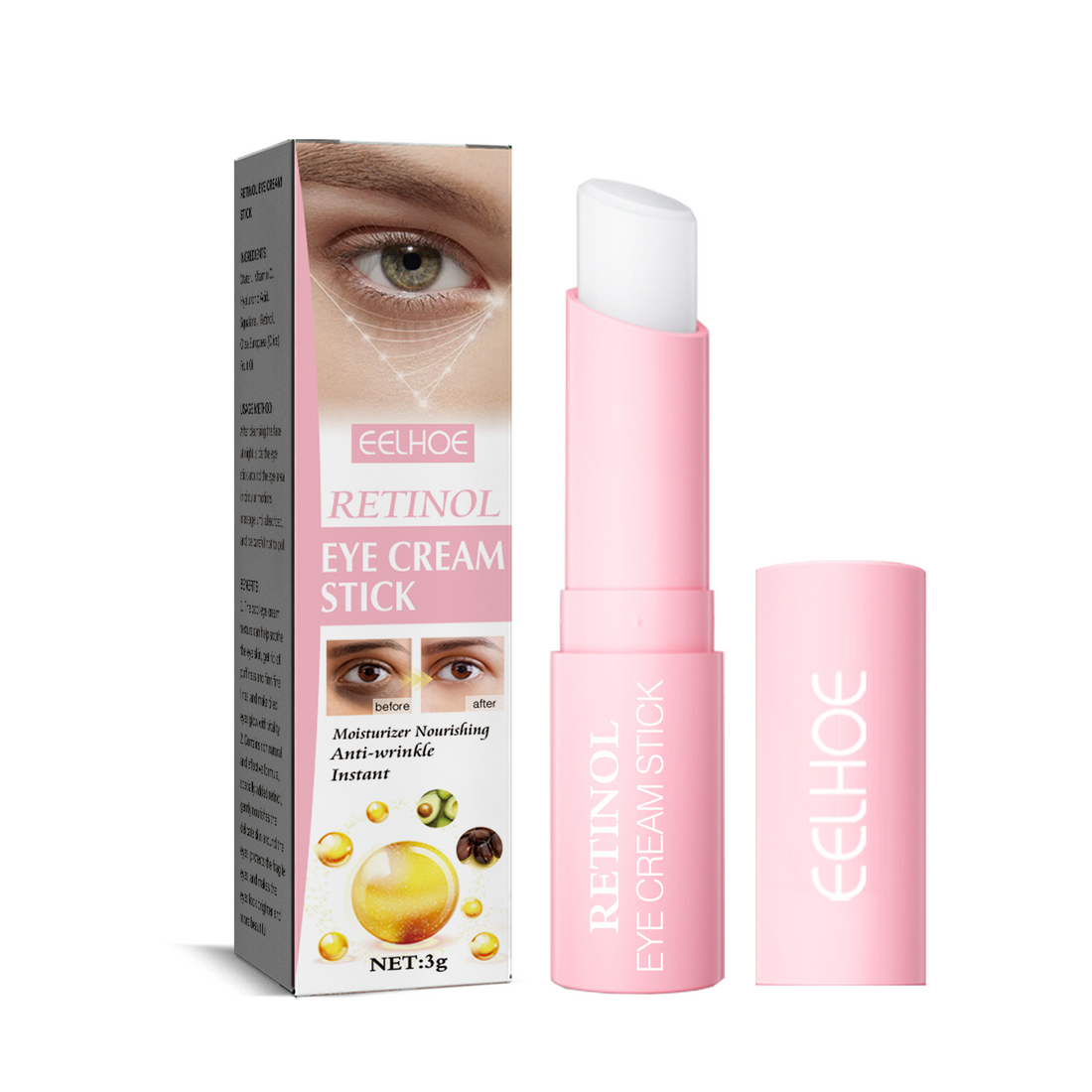 Retinol Eye Cream Stick, Moisturizes And Improves Fine Lines, Crow&