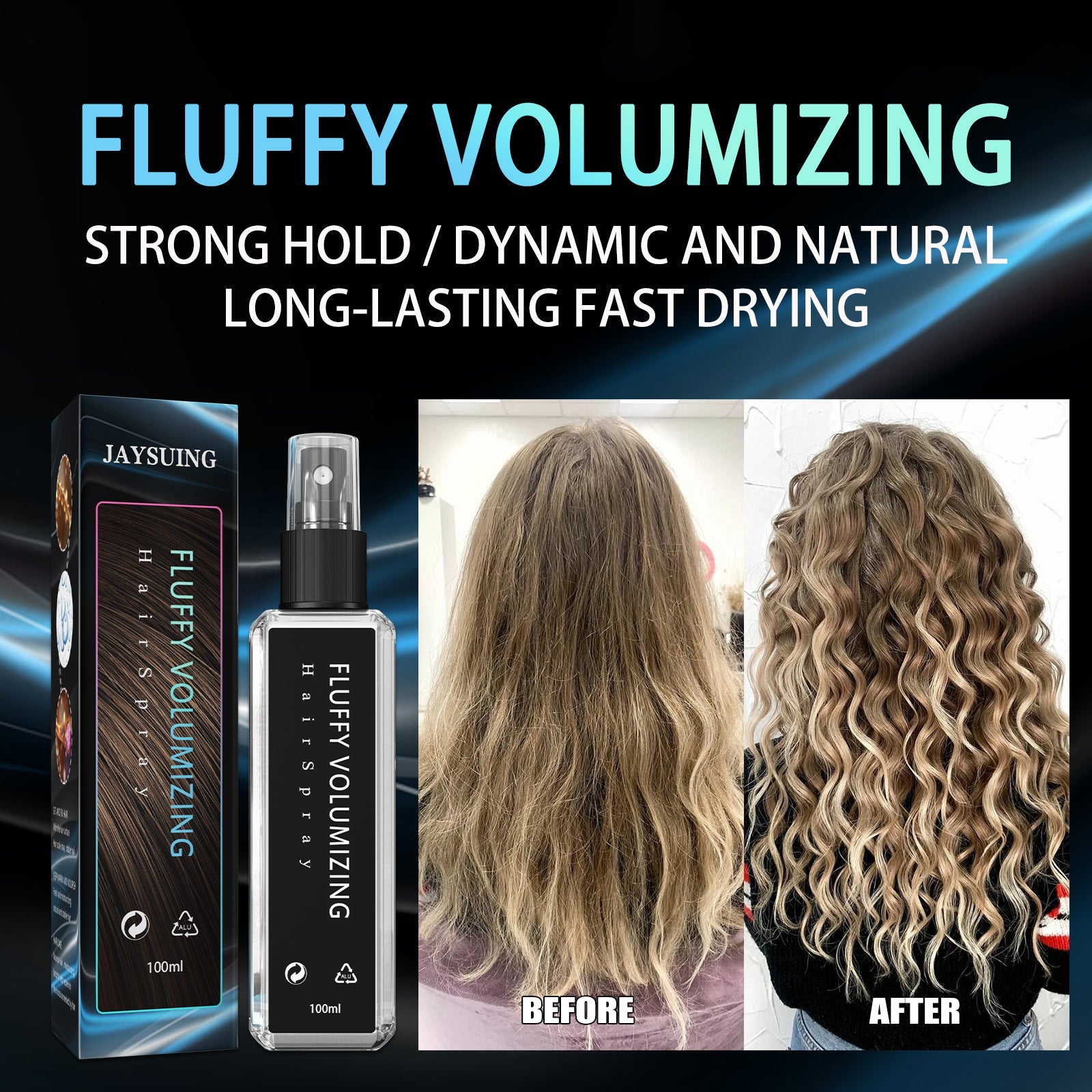Hair Styling Spray Moisturizing Styling Fragrance Lasting Curly Hair Styling Dry Gel Hairspray Hair Fluffy Gel Water 100ml