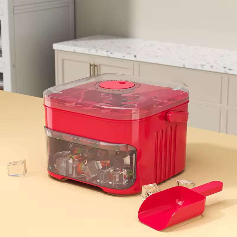 50-grid ice maker with new large capacity - household food-grade plastic double-layer ice storage barrel &amp; ice ball mold set