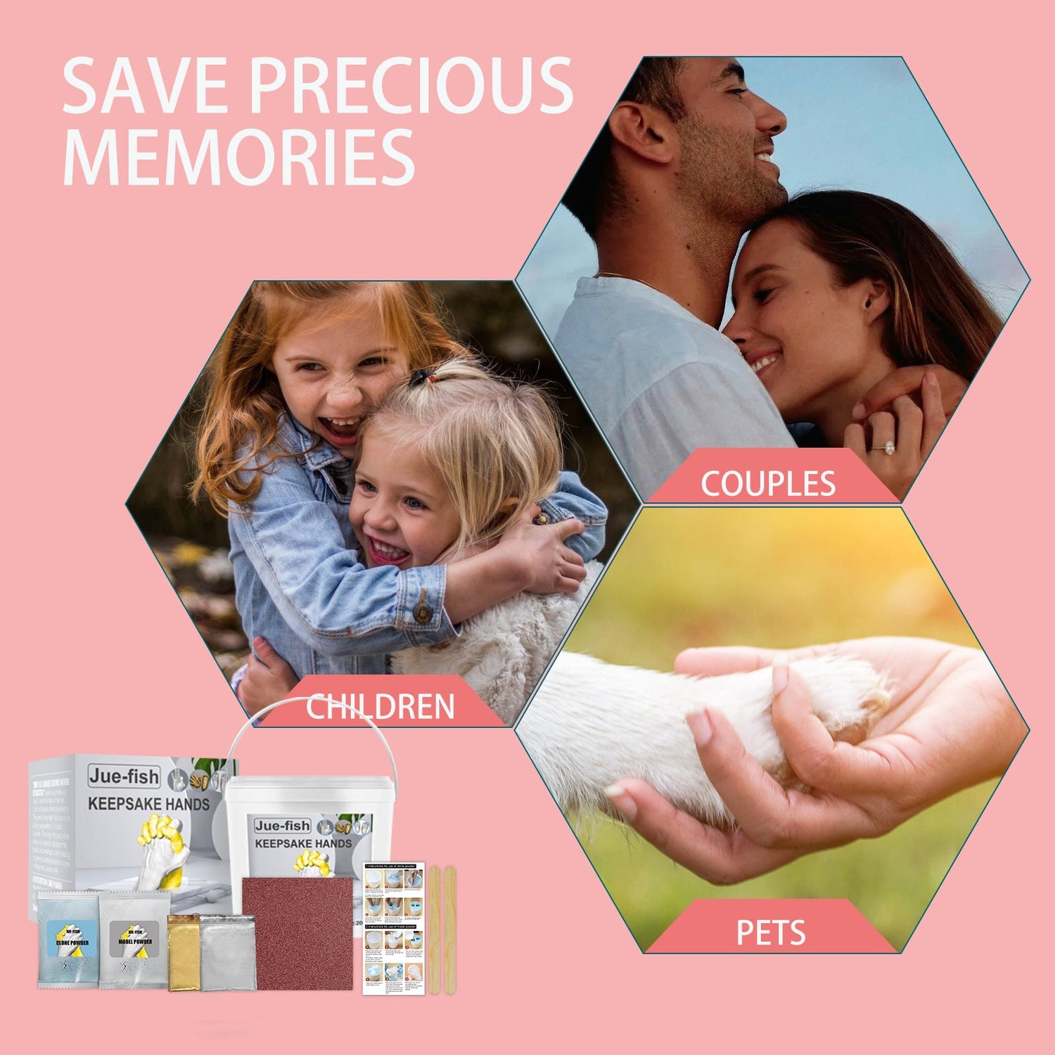 Jue-Fish 3D Hand Makrolon Powder Couple Anniversary Souvenir DIY Mother&