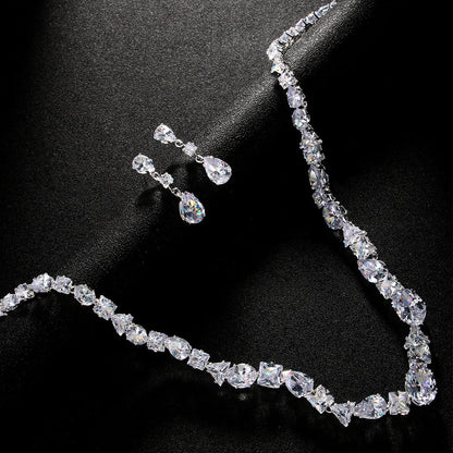 Simple necklace earring set bride&