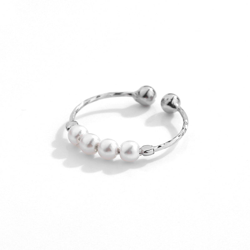 Retro imitation pearl ring women&