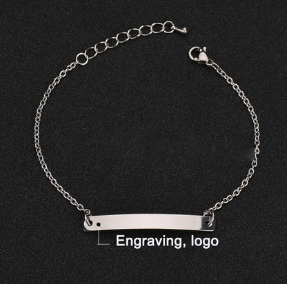 Stainless steel personalized engraved three color curved bracelet simple and personalized women&
