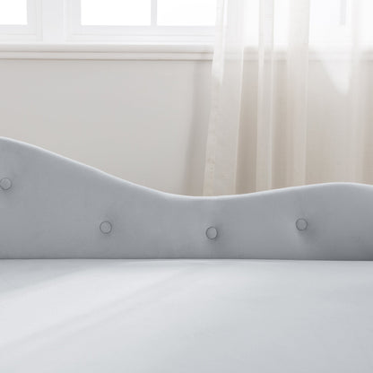 Grey Chaise Lounge Indoor Velvet Lounge Chair for Bedroom with Storage &amp; Pillow Modern Upholstered Rolled Arm Chase Lounge